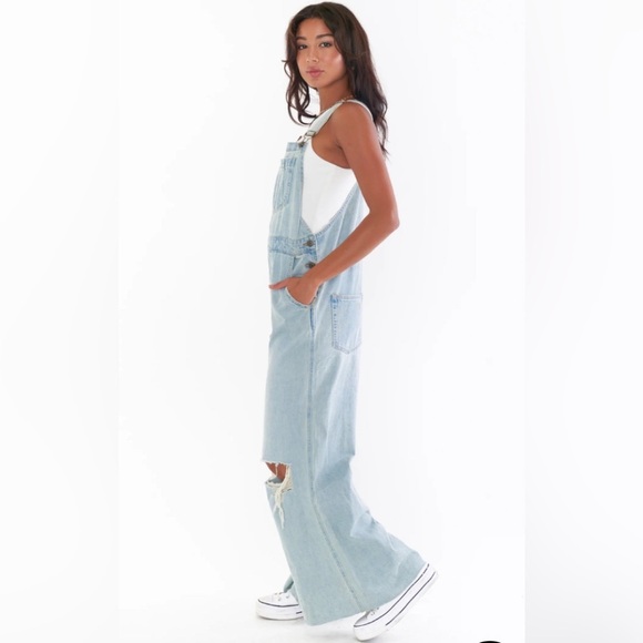 SHOW ME YOUR MUMU TRENTON OVERSIZED OVERALLS FADED INDIGO XS S M XL - Picture 2 of 3